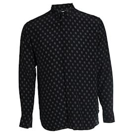 Saint Laurent, camicia con stampa di carte da gioco in nero