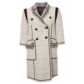 Louis Vuitton, abrigo de tweed negro/blanco con mangas de ¾ en talla FR40/S.