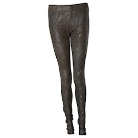 Sylvie Schimmel, Leggings aus beschichtetem Wildleder in Taupe