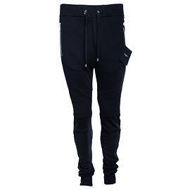 Balmain, joggers neri a costine con logo in rilievo
