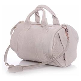 Alexander Wang, borsa rockie grigio chiaro con borchie color rosa. - Autre Marque