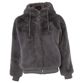 Maje, bomber de imitación de pelo en gris