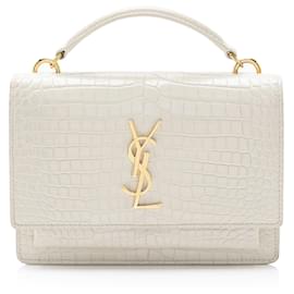 Portafoglio con catena Monogram Sunset in pelle con stampa coccodrillo Saint Laurent