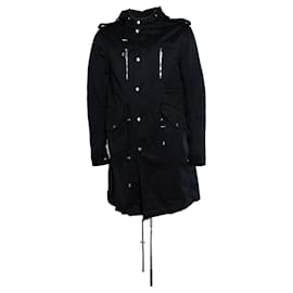 Balmain, Parka in cotone nero con cappuccio