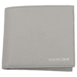 Burberry Grey Grained Leather Billfold Wallet