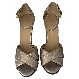 Giuseppe Zanotti Sandali con zeppa in pelle metallica