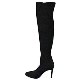 Giuseppe Zanotti Schwarze Glitzer Over-The-Knee Stiefel