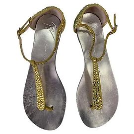 Sandali Giuseppe Zanotti in camoscio giallo e strass