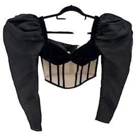 Autre Marque Corset negro con mangas abullonadas