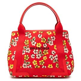 Borsa tote Balenciaga Navy Cabas con motivo floreale