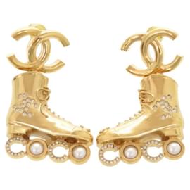 Chanel Coco Mark Roller Skates Gold Earrings