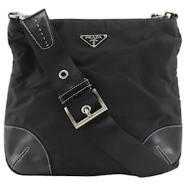 Borsa a tracolla in nylon nero Prada