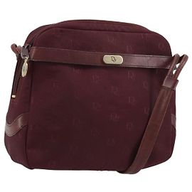 Borsa a Spalla Christian Dior Nylon Bordeaux Oro Auth ep14511
