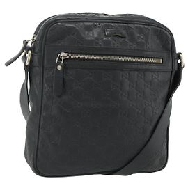 Borsa a Spalla GUCCI GG Canvas Guccissima Pelle Nera e Oro 201448 Auth 177614