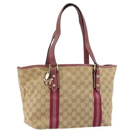 Borsa Tote GUCCI GG Canvas Sherry Line Beige Oro rosa 137395 Auth 179258