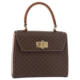 Céline Borsa a Mano CELINE Macadam Canvas PVC Pelle Marrone Oro Auth 179840A