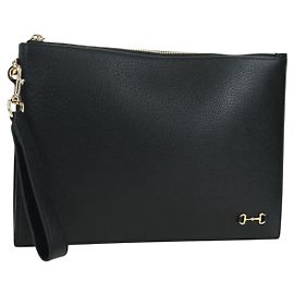 Clutch GUCCI Horsebit in pelle nera e oro 700524 Auth mr2429V