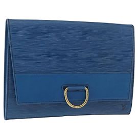 Clutch LOUIS VUITTON Epi Jena Blue M52715 LV Auth 177598
