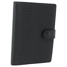 LOUIS VUITTON Epi Agenda PM Day Planner Cover Black R20092 LV Auth 178785A