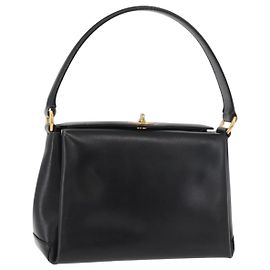 Borsa GUCCI in pelle nera e oro Auth 178816