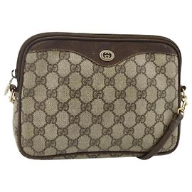 Borsa a Spalla GUCCI GG Supreme PVC Beige Oro 97 02 068 Auth 180207