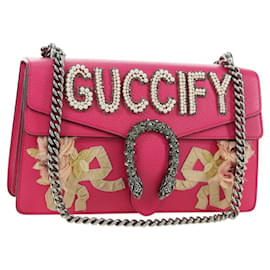 Borsa a Spalla GUCCI Chain Dionysus Small in Pelle Rosa Argento 400249 Auth mr2426V