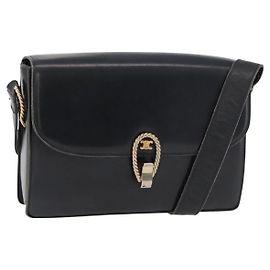 Céline Borsa a Spalla CELINE in Pelle Nera con Dettagli Oro Auth 179985