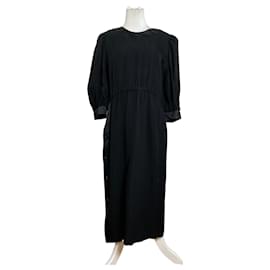 Givenchy Maxi-Kleid in Schwarz mit seitlichen Knopfdetails