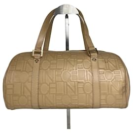 Céline Borsa Bowling Celine in pelle beige con motivo logo in rilievo