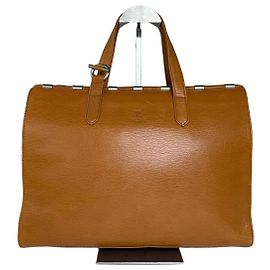 Sac cabas Courreges en cuir marron avec détails métallisés argentés