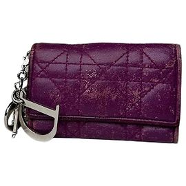 Dior Quilted Leather Key Holder Accessory Purple