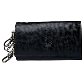 Vintage Loewe Leder-Schlüsselanhänger-Geldbörse Schwarz