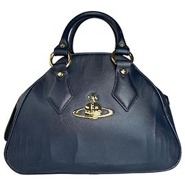 Borsa a mano in pelle vintage Vivienne Westwood Blu navy