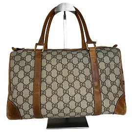 Borsa Duffle Vintage Gucci GG Canvas Pelle Beige Monogramma