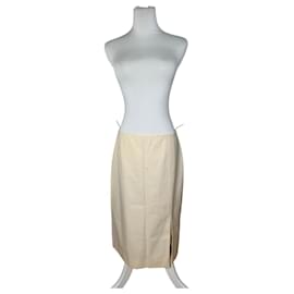Céline Gonna sartoriale Celine in misto lana color crema con dettaglio con spacco