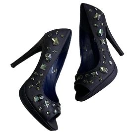 Tosca Blu Schwarze Pumps mit Strass besetzt