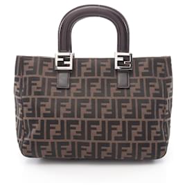 Borsa Tote Fendi Zucca marrone in pelle e tela