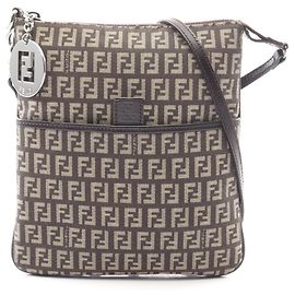 Sac à bandoulière Fendi Zucchino en toile marron et cuir