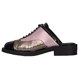 Chanel Tricolor Lace-Up Clogs Sz.38.5 Pre-owned