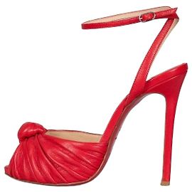 Sandali con listini in pelle rossa Christian Louboutin Taglia 38 usato