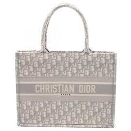 Christian Dior Medium Oblique Tote Bag aus grauer Canvas