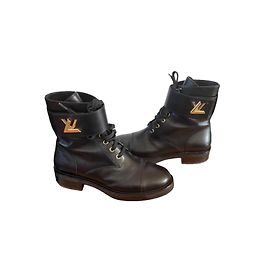 Louis Vuitton Botas Wonderland em couro preto - 37.5
