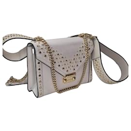 Michael Kors Schultertasche aus weißem Leder mit Nieten