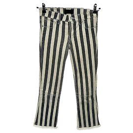 RTA Lederjeans mit Streifen Weiß