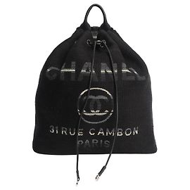Chanel Black 2018 Rue Cambon canvas backpack