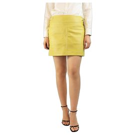 Coach Minifalda de cuero amarilla - talla UK 12