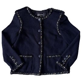 Chanel Chaqueta de Tweed Azul Marino