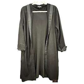 S Max Mara langer schwarzer Kapuzen-Cardigan aus Seide und Leinen - Autre Marque