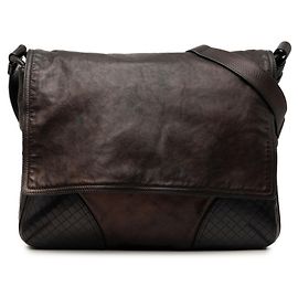 Borsa a tracolla in pelle nera Intrecciato Bottega Veneta
