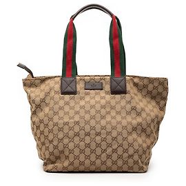 Gucci Beige GG Canvas Web Tote